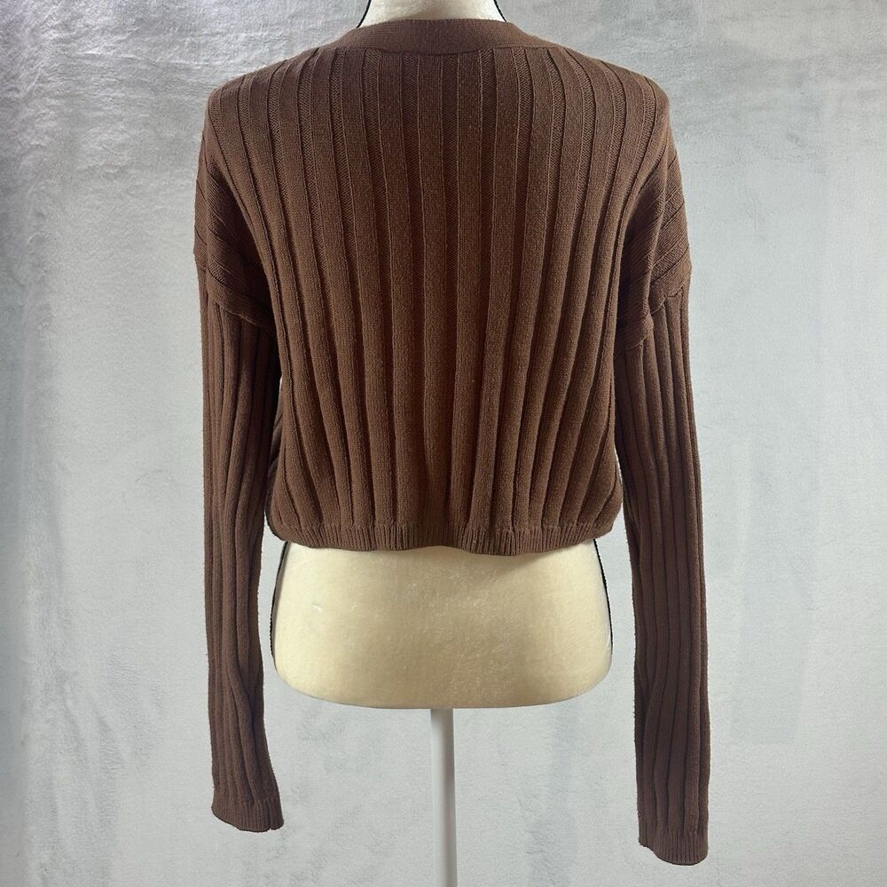Abound Cropped Women's Size Large Long Sleeve V Neck Brazer Color Brown - Picture 2 of 5